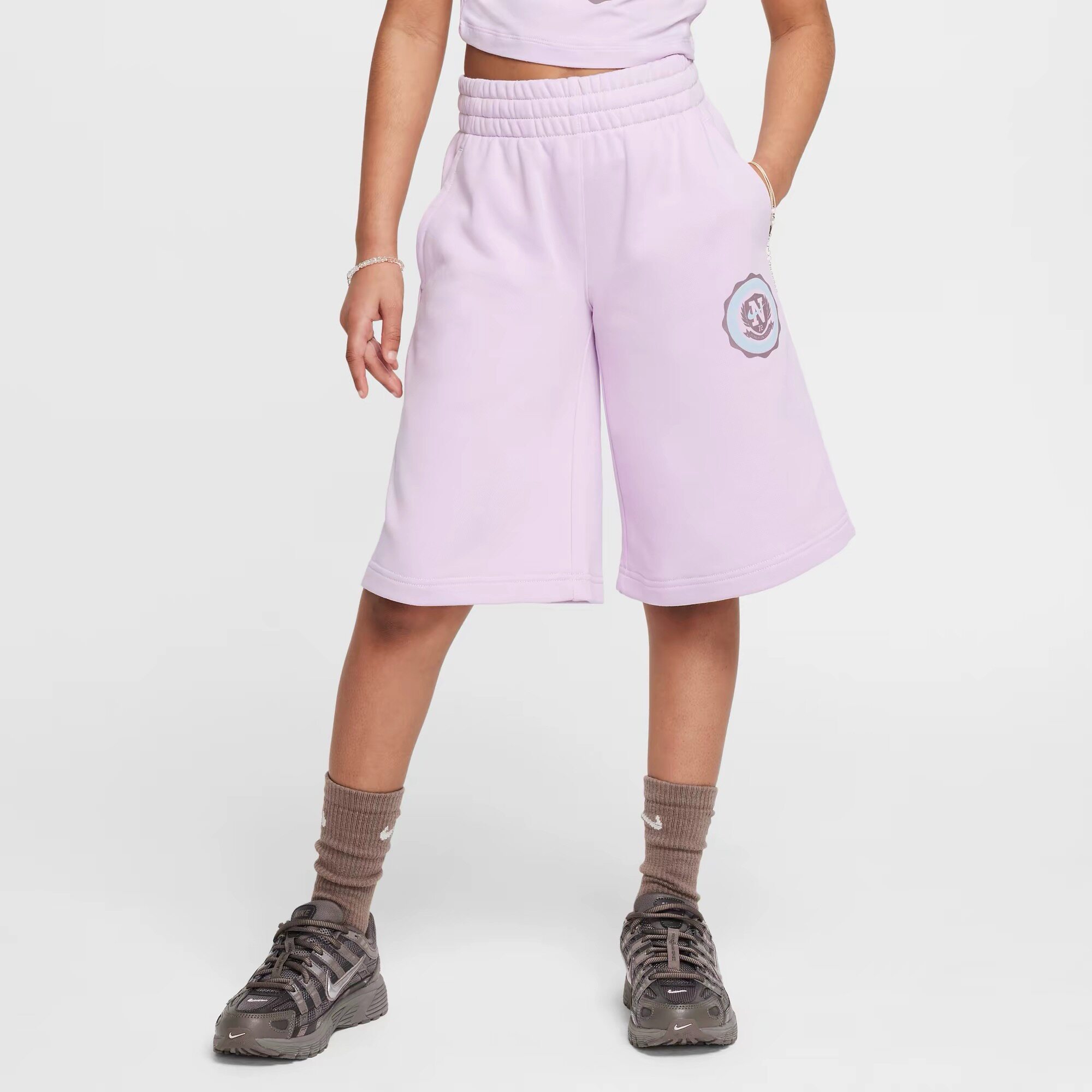 NIKE/耐克 夏季新款女孩大童运动休闲法式毛圈针织宽松短裤HJ3368
