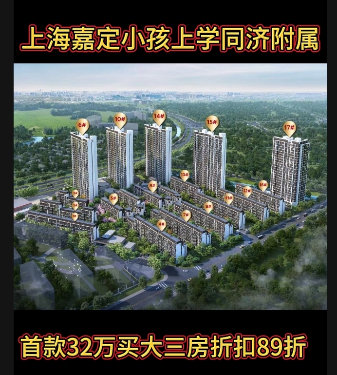 上海嘉定新房子法拍房地铁口大华同济附属小学免费车接车送精装修