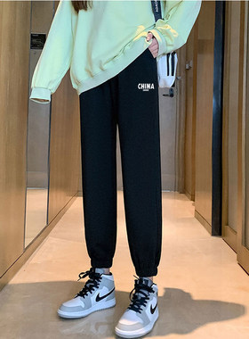 黑色运动裤男女春秋宽松束