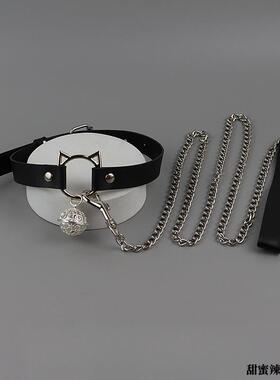 猫铃铛项圈女颈带链子项圈牵引绳颈环项链K9choker颈链男m情侣