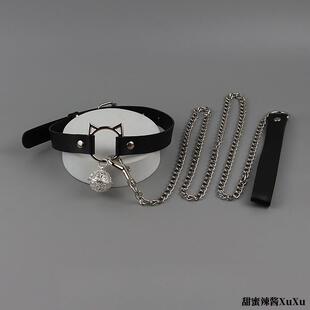 猫铃铛项圈女颈带链子项圈牵引绳颈环项链K9choker颈链男m情侣