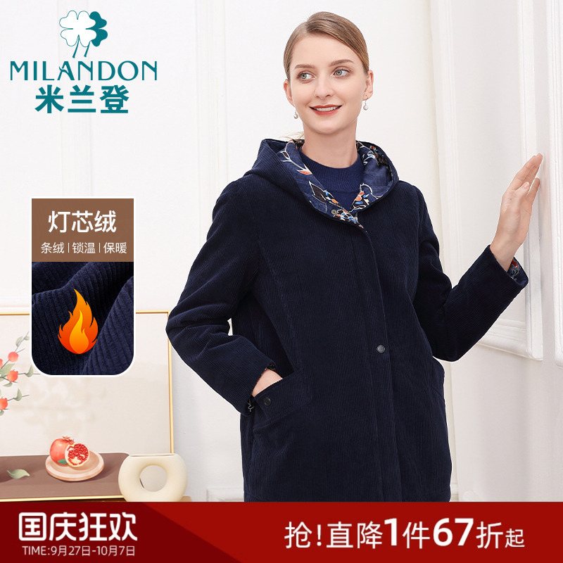 米兰登灯芯绒妈妈装棉衣外套