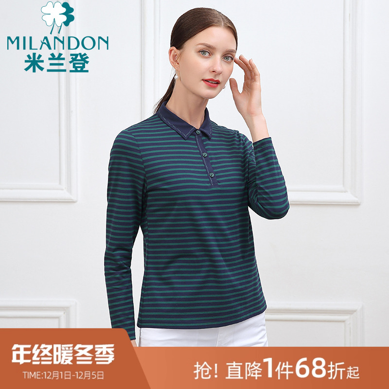 米兰登长袖条纹针织衫