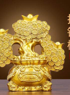 大号纯铜摇钱树聚宝盆摆件