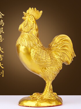 黄铜公鸡摆件斩烂桃花