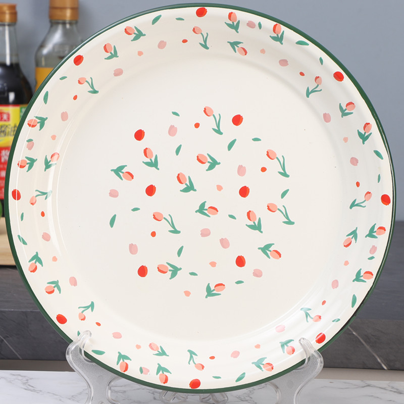 搪瓷盘子怀旧家用老式圆形