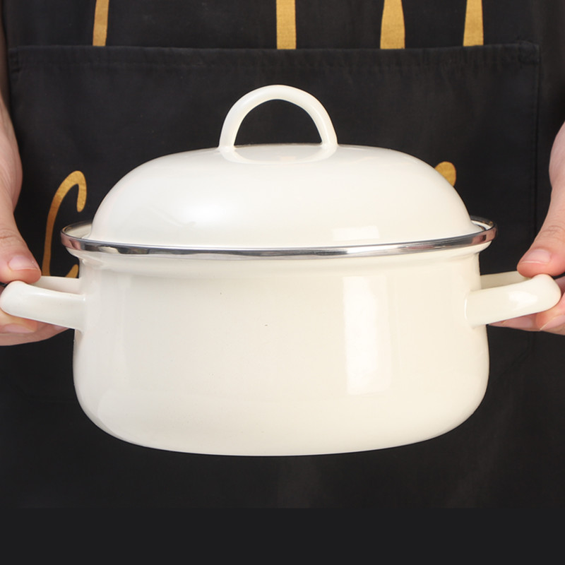 欧丽家珐琅搪瓷锅纯色马卡龙黄锅炖锅汤锅煮面锅炖汤锅不挑灶加热