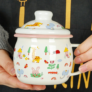 欧丽家珐琅搪瓷大肚搪瓷杯牛奶杯办公室水杯马克杯儿童杯水杯烤箱