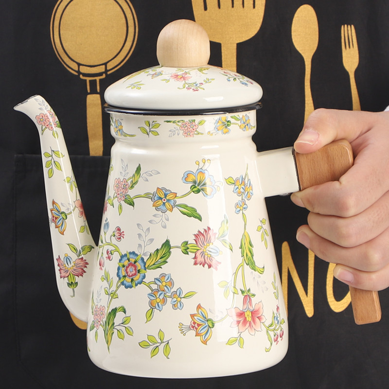 搪瓷珐琅军绿色火锅酒店串串水壶