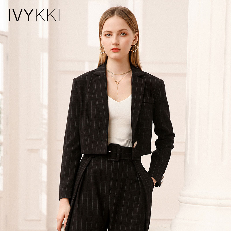 IVYKKI短款格子长袖长袖时尚通勤