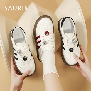 索兰德训鞋子女2026春季新款韩版休闲百搭拼色厚底板鞋26AX47204