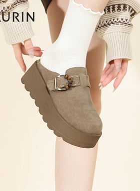 索兰厚底勃肯鞋女2025秋季新款时尚增高一字拖包头拖鞋25CX35432