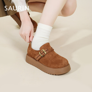 索兰厚底勃肯鞋女2025秋季新款复古乐福鞋百搭一脚蹬单鞋25CX6150