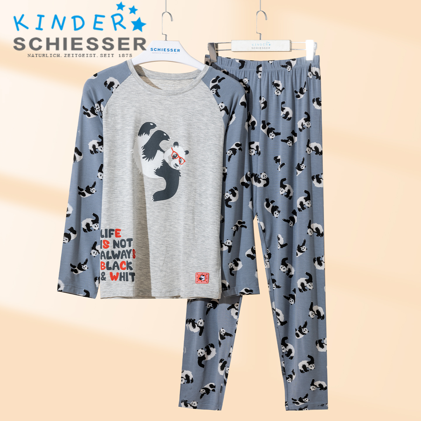 舒雅儿童睡衣卡通熊猫家居服套装