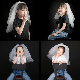 儿童头纱头饰短款幼儿园拍毕业照道具公主亲子照母亲节三八妇女节