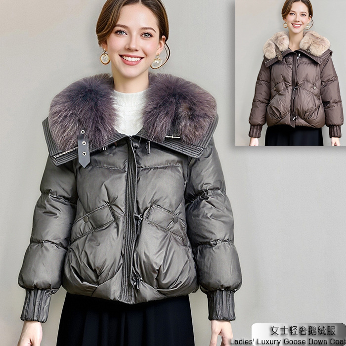 2025年冬季新款女士白鹅绒羽绒服水貂加厚短款棉服外套女-EDE8660