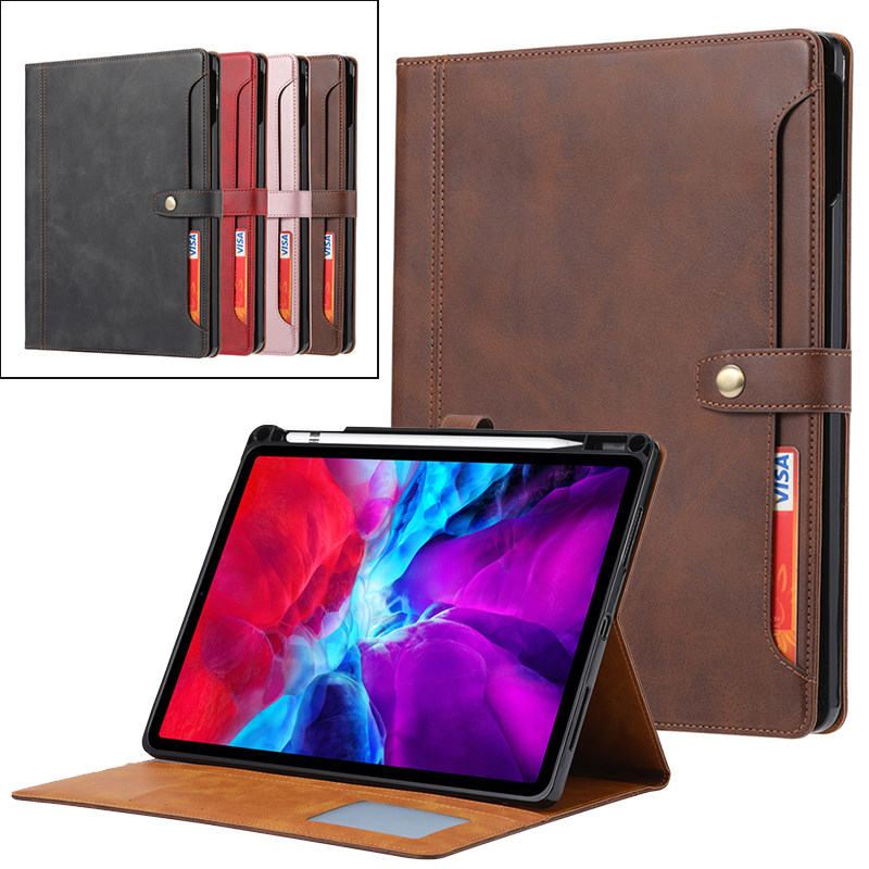 iPad Pro11 2024小牛皮插卡保护套ipad Air45 Air6休眠平板套苹果Pro 12.9 Pro10.5 Air13翻盖iPad mini6皮套