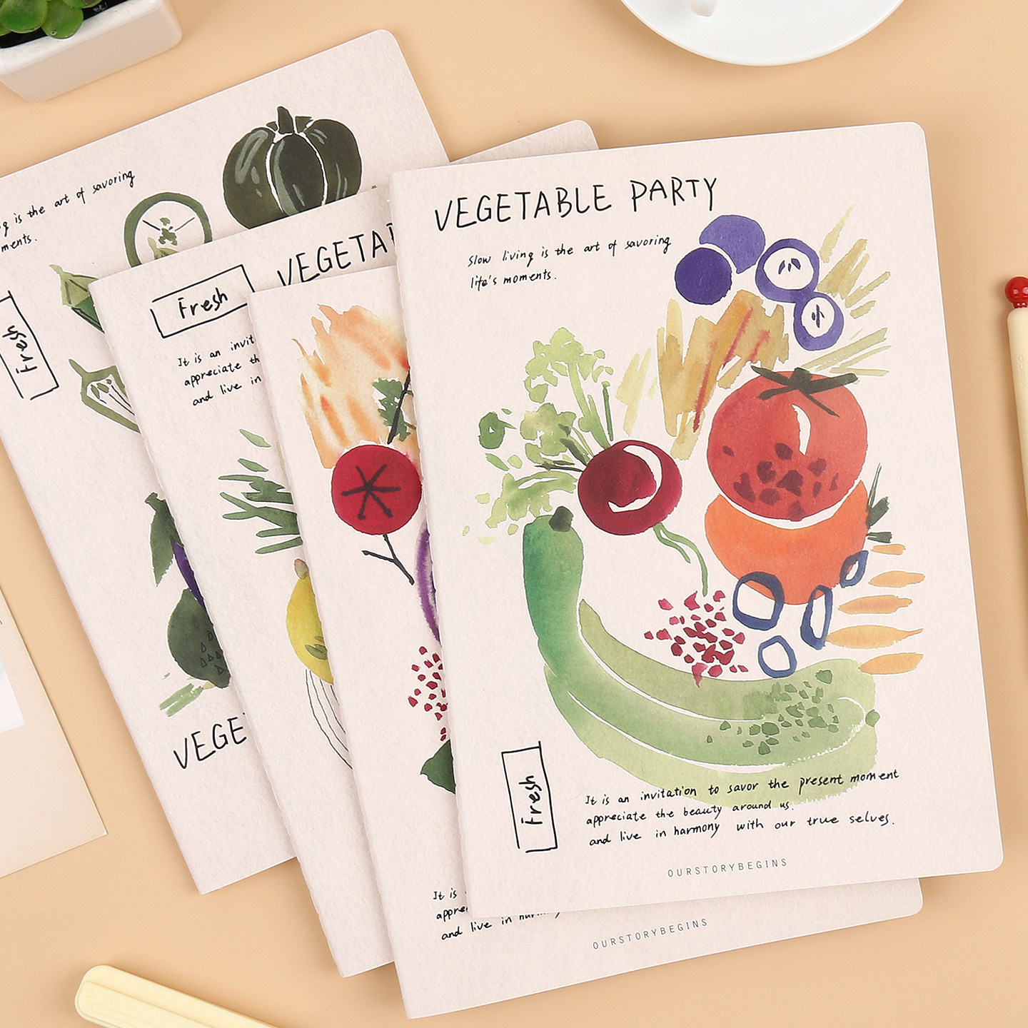 本木初品联名/蔬果派对 车线本软面抄 创意潮流简约小清新高颜值办公学生横线笔记本文具记事本日记本子b5