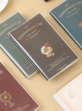 本木初品联名/格林尼治的猫 随身胶套本 创意复古高颜值办公学生口袋便条空白格子笔记本文具记事本日记本子