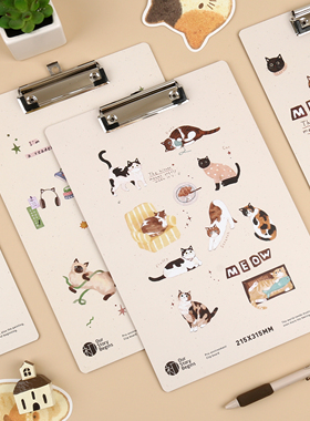 本木初品联名/小猫小事 木板夹 书写垫写字板文件夹酒店菜单夹办公文具画板试卷资料夹收纳夹 A4