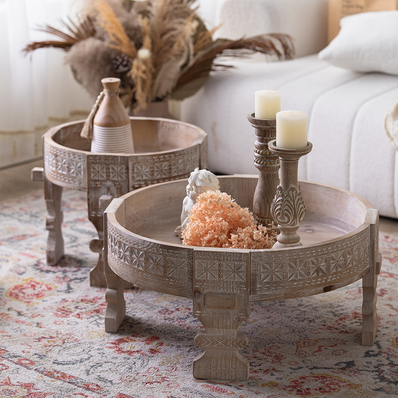 法式诧寂风北欧复古摩洛哥小茶几外贸艺术手工雕花民宿圆桌水果托,住宅家具,角几/边几,淘宝优惠券,粉丝福利购,淘宝优惠卷