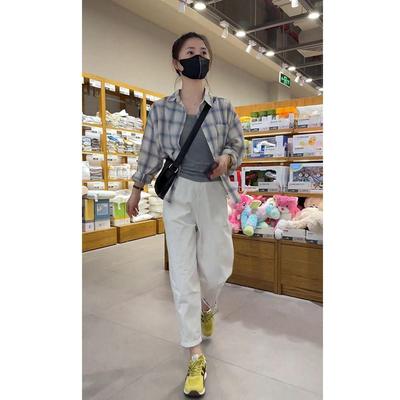 小个子长袖格子衬衫外套女2025春夏新款薄款宽松显瘦防晒衬衣上衣