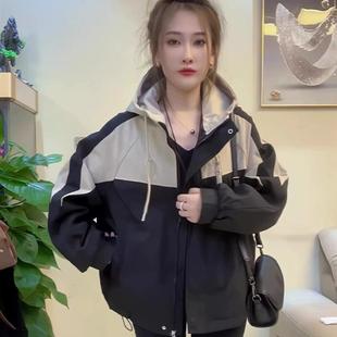 加码胖毫米150kg绗缝夹克妇女秋冬2025新宽松连帽棒球制服棉质夹