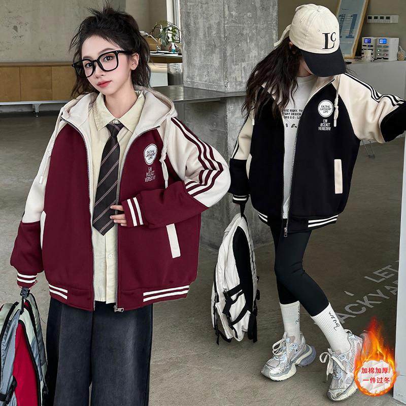 女童秋冬装夹棉棒球服外套2024新款韩版初中生加厚保暖拼接棉服潮,童装/婴儿装/亲子装,普通外套,淘宝优惠券,粉丝福利购,淘宝优惠卷