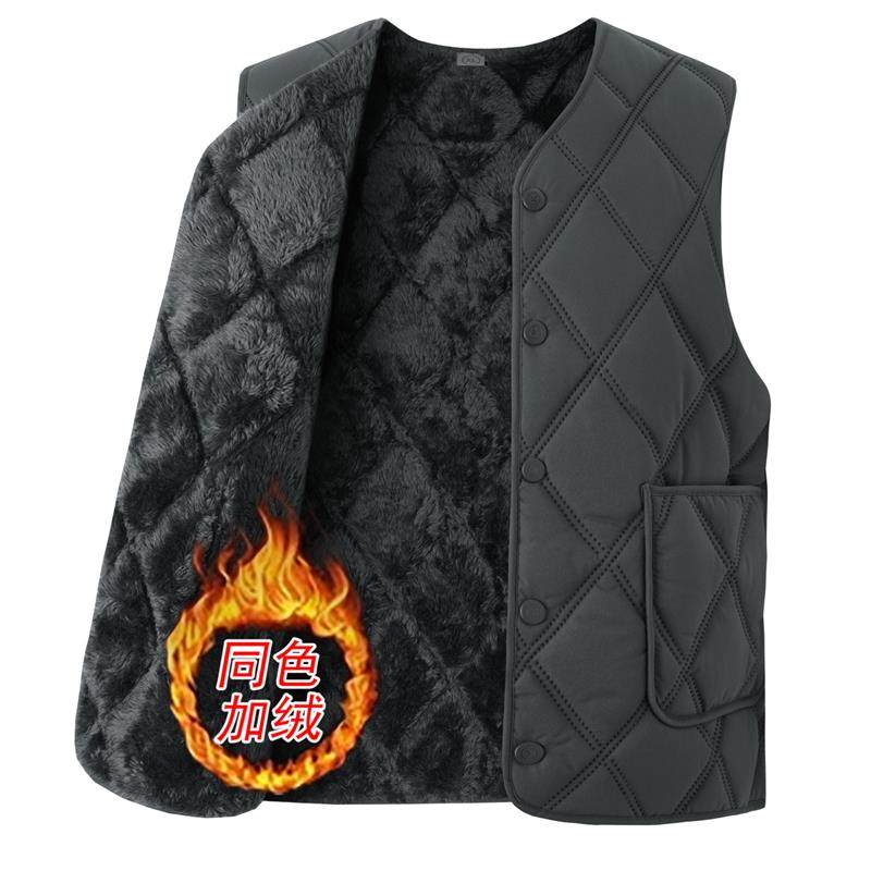 中老年男士加厚棉背心 多口袋保暖马甲 V领秋冬加绒马甲,男装,常规马甲,淘宝优惠券,粉丝福利购,淘宝优惠卷