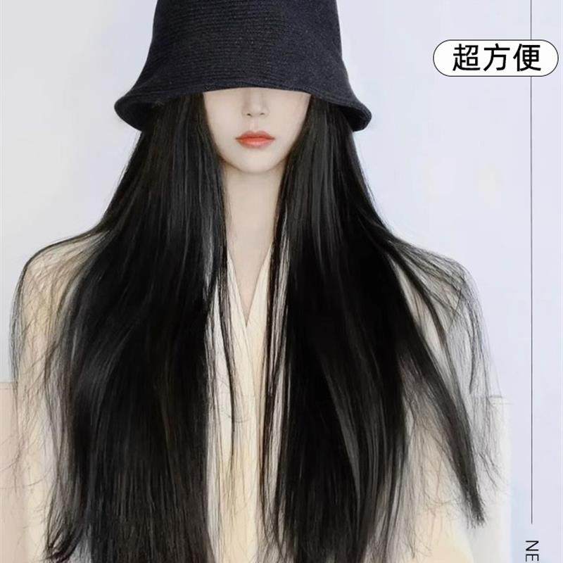 2024秋冬新款冬季渔夫帽长直发可拆卸假发,美发护发/假发,日常整顶假发,淘宝优惠券,粉丝福利购,淘宝优惠卷