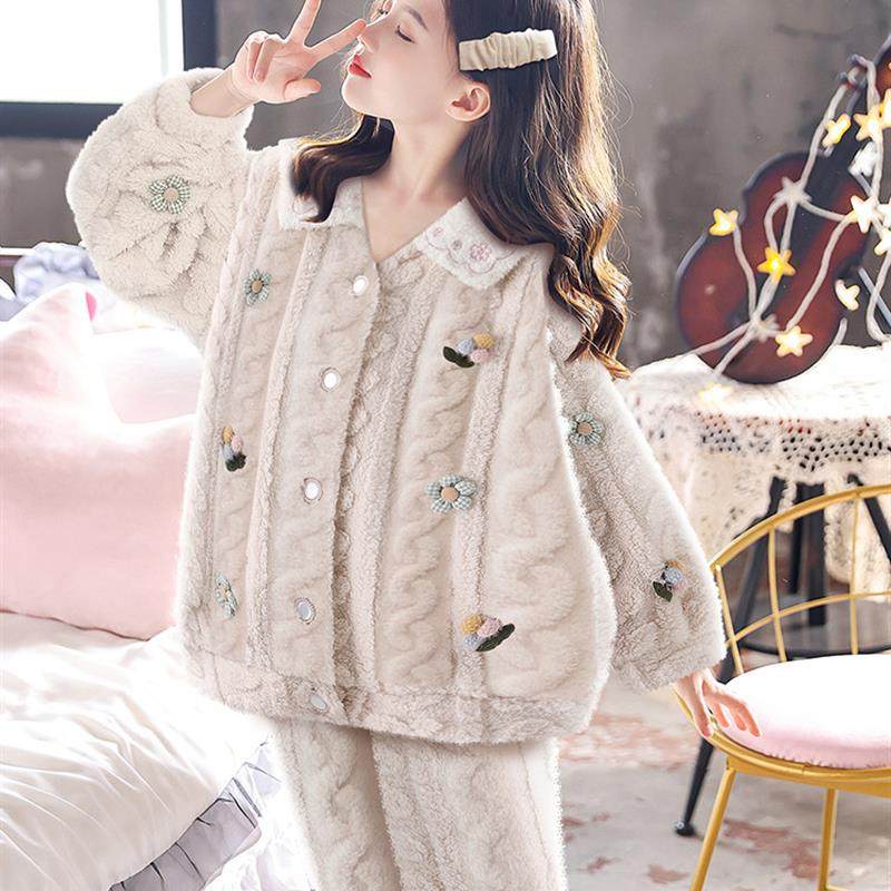 女孩睡衣秋冬加厚法兰绒中号和大号儿童女孩可爱公主珊瑚丝绒家装,童装/婴儿装/亲子装,家居服套装,淘宝优惠券,粉丝福利购,淘宝优惠卷