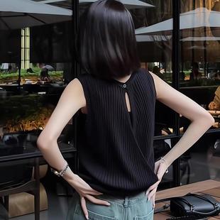 轻奢高端洋气冰丝针织衫 上衣女 2025新款 宽松百搭套头背心纯色无袖