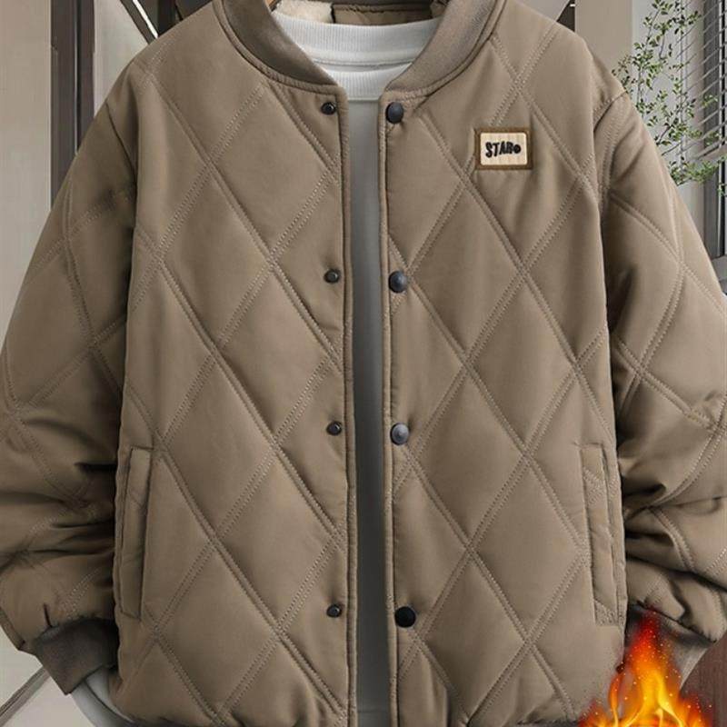 棒球服棉衣男秋冬季加绒加厚外套夹克男士菱格压花保暖冬装面包服,男装,棉衣,淘宝优惠券,粉丝福利购,淘宝优惠卷