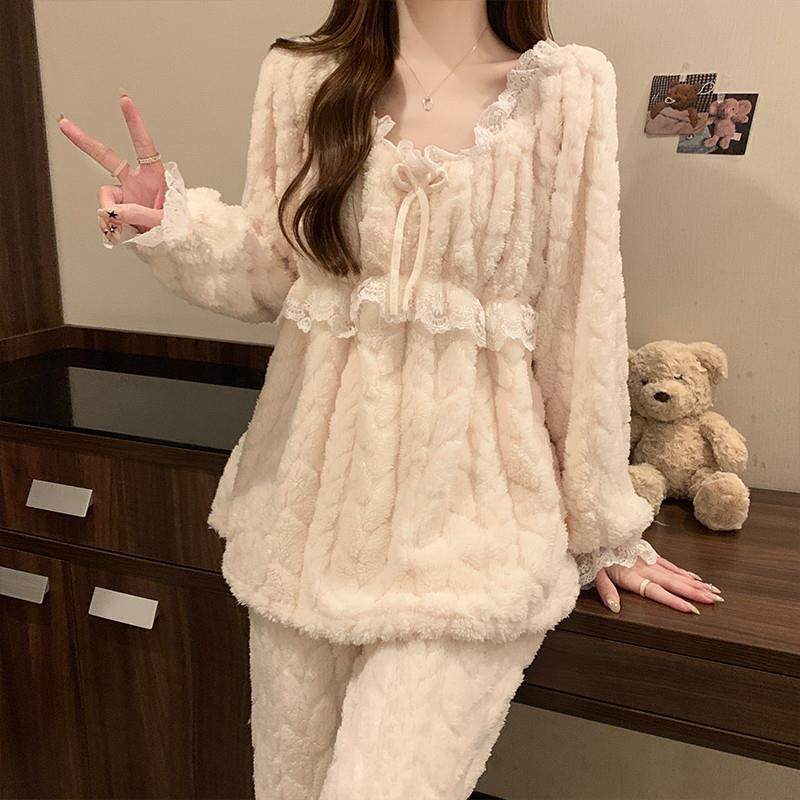 睡衣女秋冬季2025新款珊瑚绒加绒加厚法兰绒甜美网红高级感家居服,女士内衣/男士内衣/家居服,睡衣/家居服套装,淘宝优惠券,粉丝福利购,淘宝优惠卷