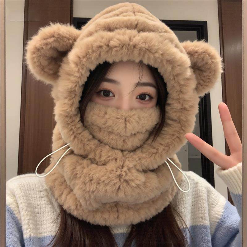 帽子围巾一体冬骑车围脖2025新款高颜值女款冬天毛绒防风防寒加厚,服饰配件/皮带/帽子/围巾,帽子,淘宝优惠券,粉丝福利购,淘宝优惠卷