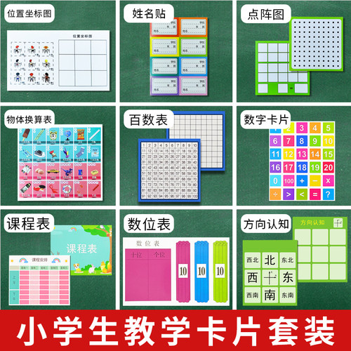 小学生学习卡片教具数字卡片百数表东南西北方向认知课程表数位表