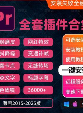 pr插件合集全套2025一键安装包转场字幕调色磨皮美颜降噪特效MAC