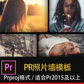 PR照片墙浏览模版 62张照片视频电子相册排列演绎展示pr婚礼模板