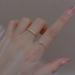 2023年新款 锆石爱心两件套戒指甜美精致小众韩国指环时尚 一对饰品