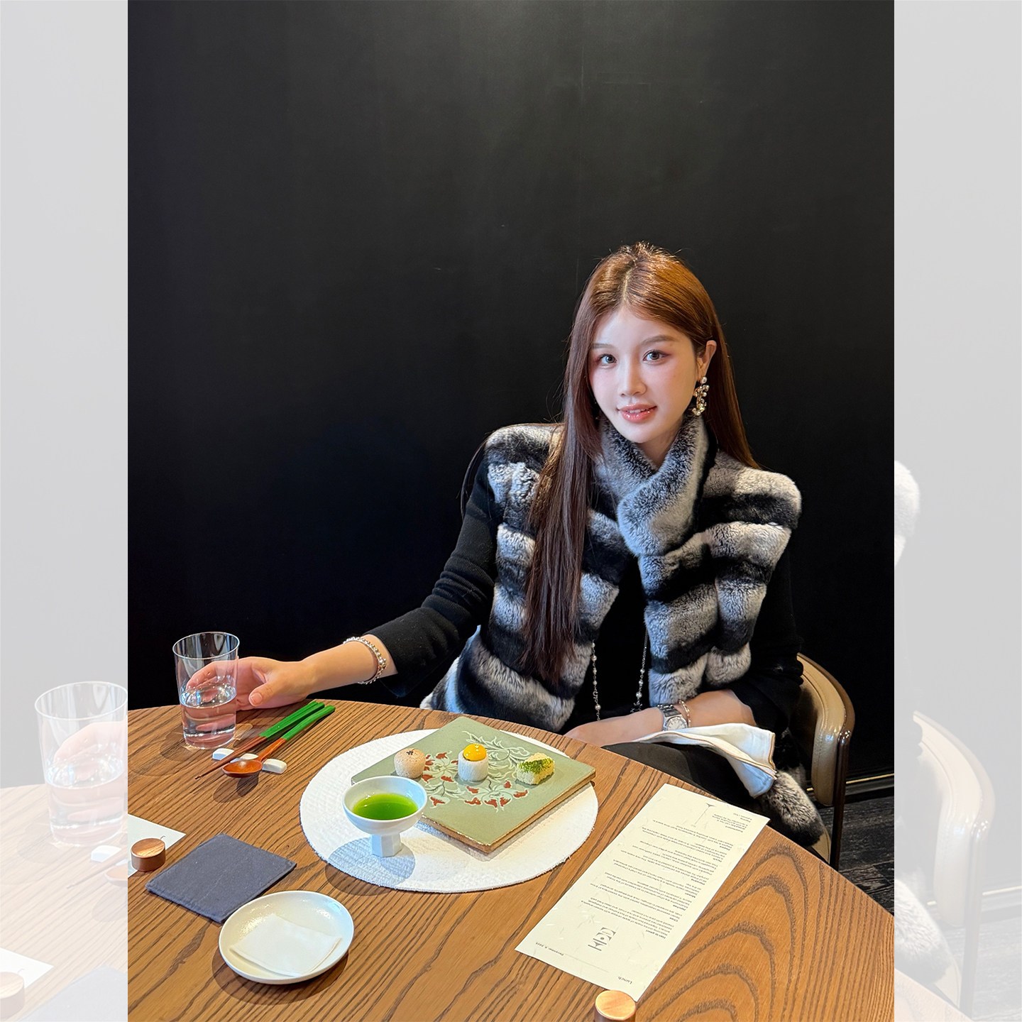 IUIU阿晶家 新西兰龙猫兔真毛皮草女冬高级感气质条纹毛毛外套