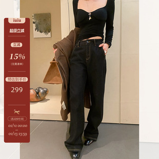 IUIU阿晶家「thero*明线牛仔」复古经典慵懒原色显瘦直筒牛仔裤女
