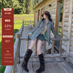 上衣女 摩登简约多口袋设计小香外套宽松薄垫肩开衫 IUIU ONLINE