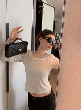 IUIU阿晶家「韩国进口天丝亚麻面料」短款修身软糯透气T恤女