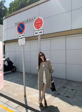 IUIU阿晶家「马黑街区」撞色中长款韩系廓形风衣外套女春季新款