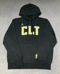 Jordan飞人夏洛特黄蜂队nba加绒保暖秋冬卫衣外套