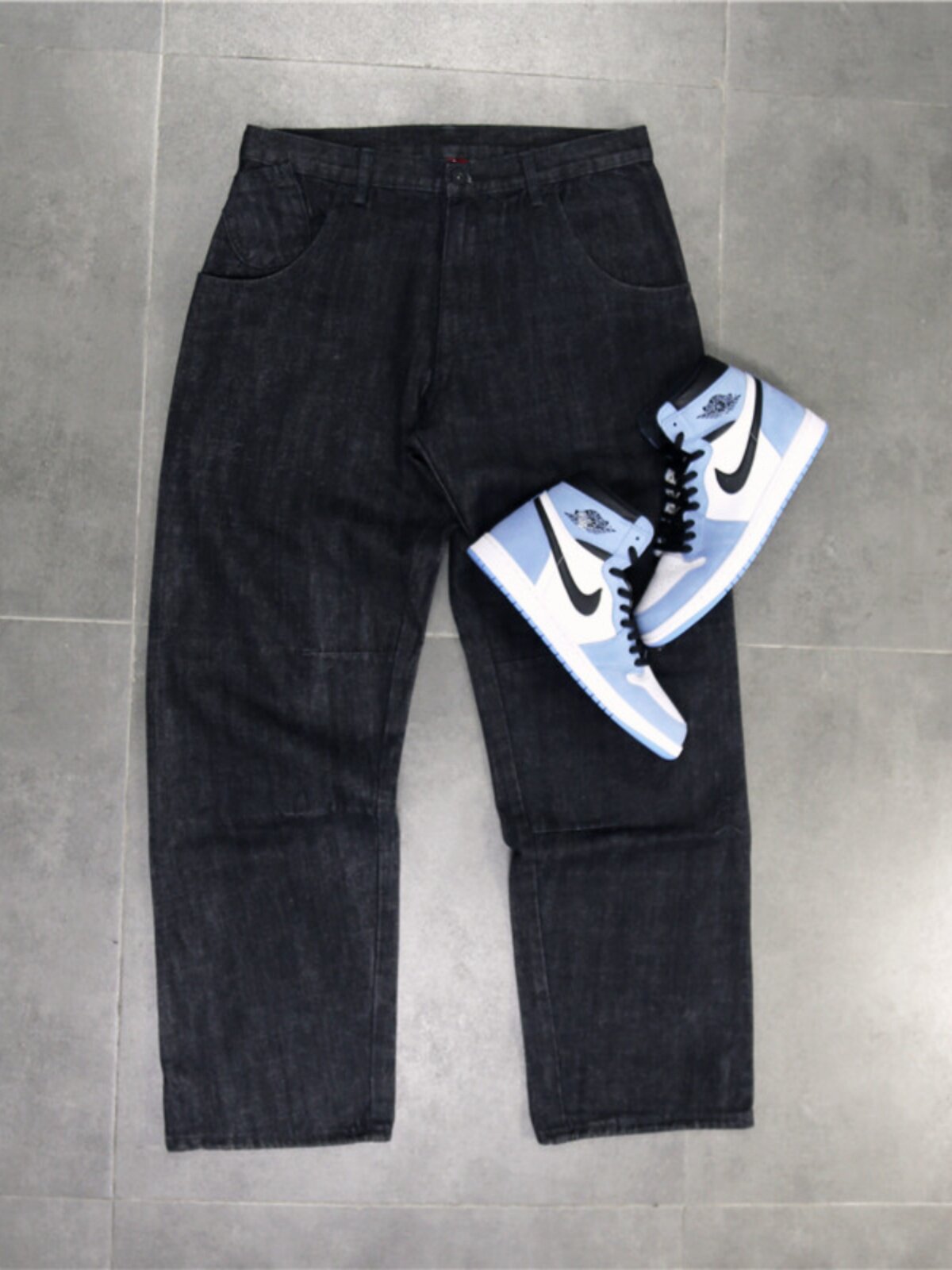 JORDAN 플라잉 맨 AJ1 제너레이션 KOBE 코베 조던 AJ 캐주얼 입체 컷 스트레이트 루즈 블랙 진