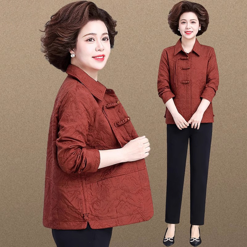 妈妈秋装2025新款外套中老年女春秋季夹克上衣洋气大码老年人衣服