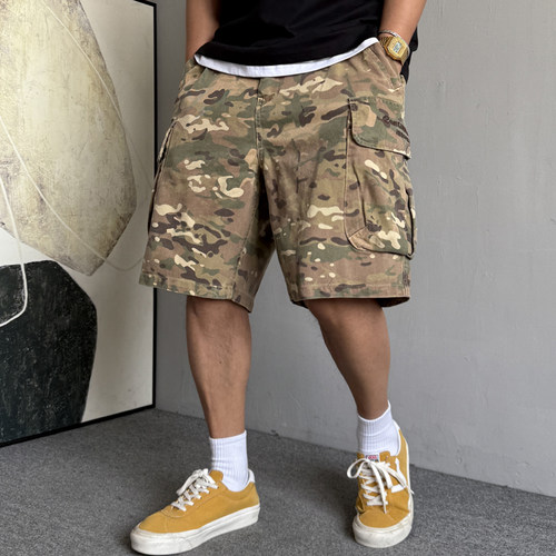 户外迷彩大口袋工装短裤男宽松