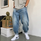 潮牌休闲裤 春秋季 哈伦美式 男宽松直筒裤 子 痞帅高端水洗复古牛仔裤