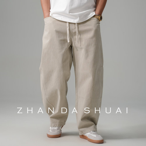 工装裤男直筒宽松百搭抽绳纯棉